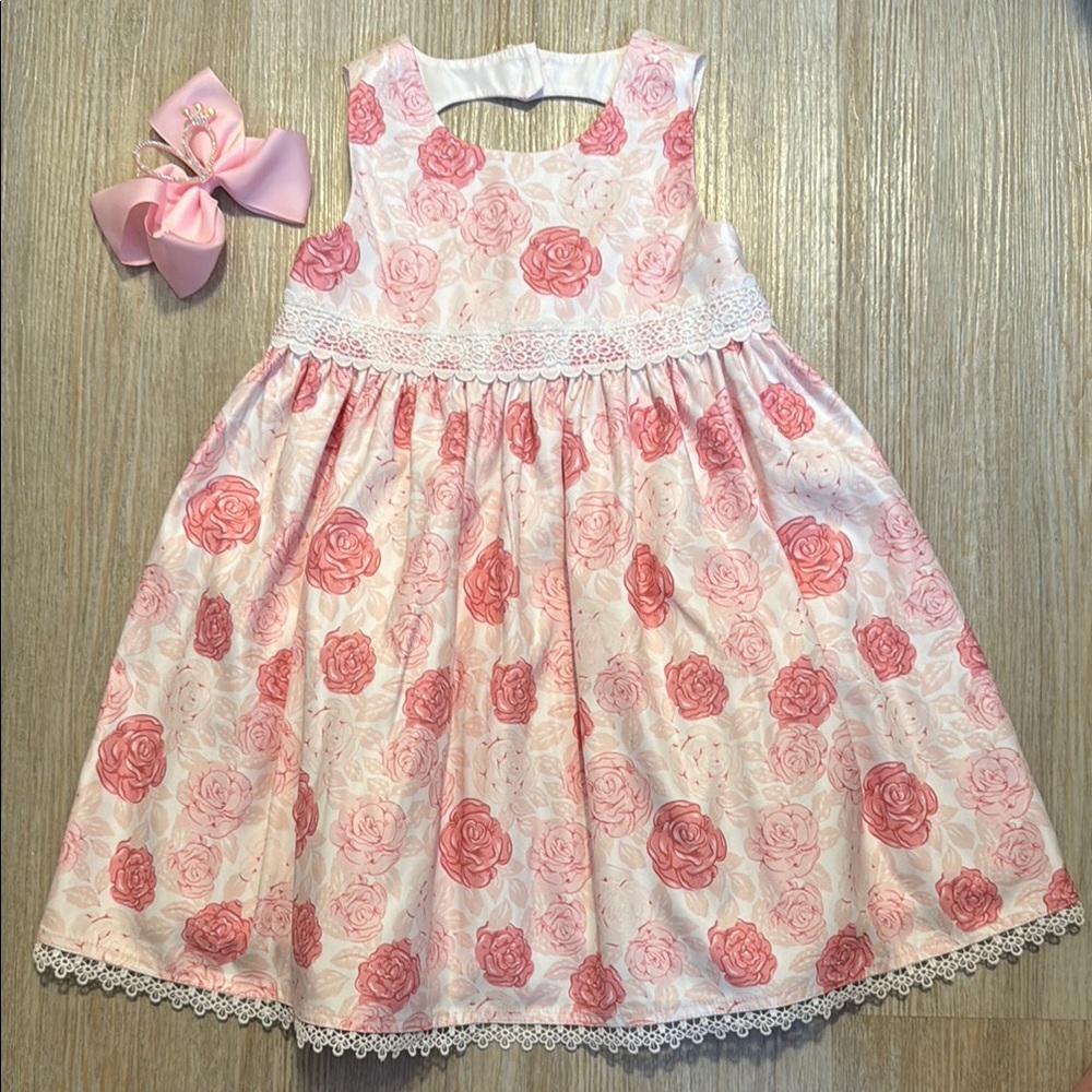 NWOT | Rachel Zoe | Floral Pink and White Sleeveless Dress with Bow - Girl 5